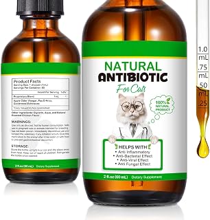 60ML Antibiotics for Cats, Premium Cat Antibiotics Supplement, Cats Multivitamin, Natural Antibiotic for Cats, Ca-t Antibiotic, Cat Antibiotics Supports Immune & Cats Allergy Relief-2 Fl Oz
