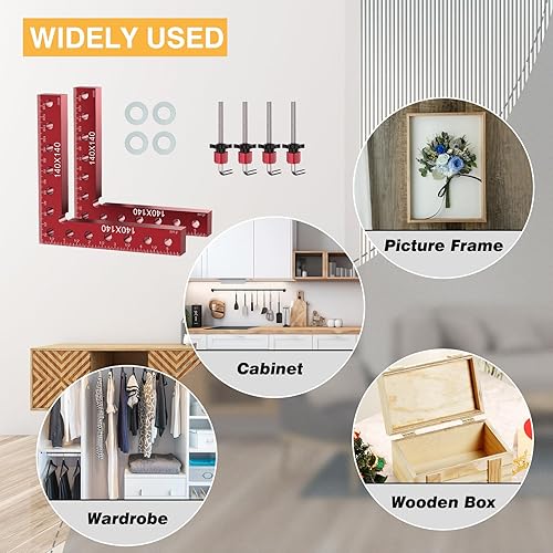 Miniatura 7 de Abrazaderas de ángulo recto de 90 grados cuadrados de posicionamiento de 5.5 x 5.5 pulgadas (5.5 x 5.5 in), abrazaderas de esquina de aleación de