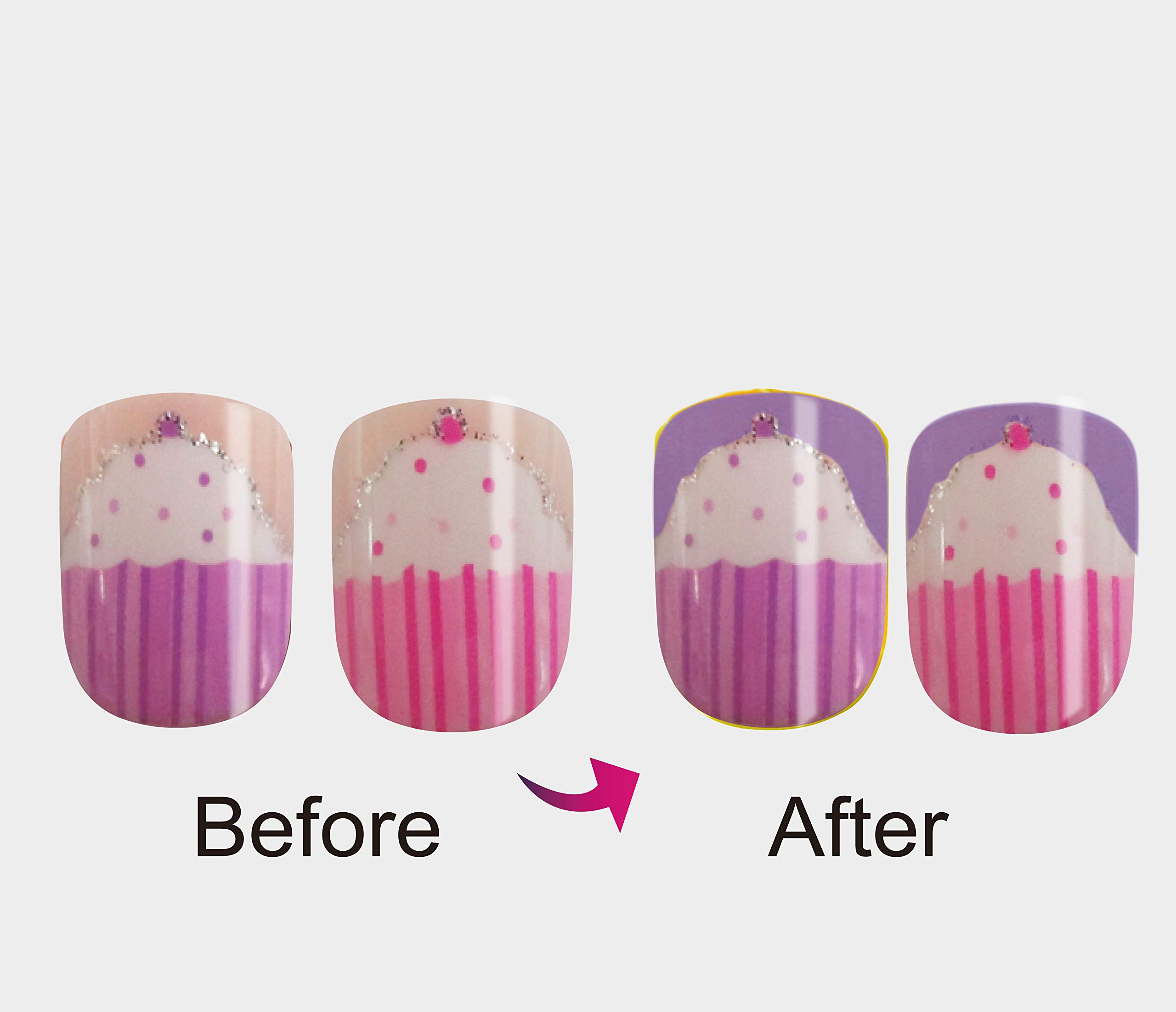 Vivace 5PACK 120tips Artificial Preglued Junior Sticker Nails For Kids (Color Changing)