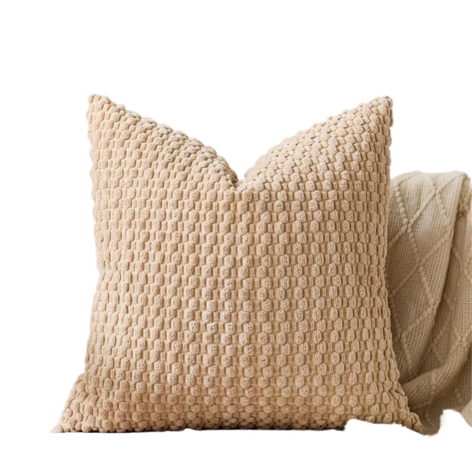 HEUchuan Corduroy Cushion Covers Corduroy Decorative Pillow Covers 50x50CM Boho Striped Throw Modern Farmhouse Home Decor For Sofa for Sofa Couch Bedroom(Khaki,50x50CM 1Pcs)