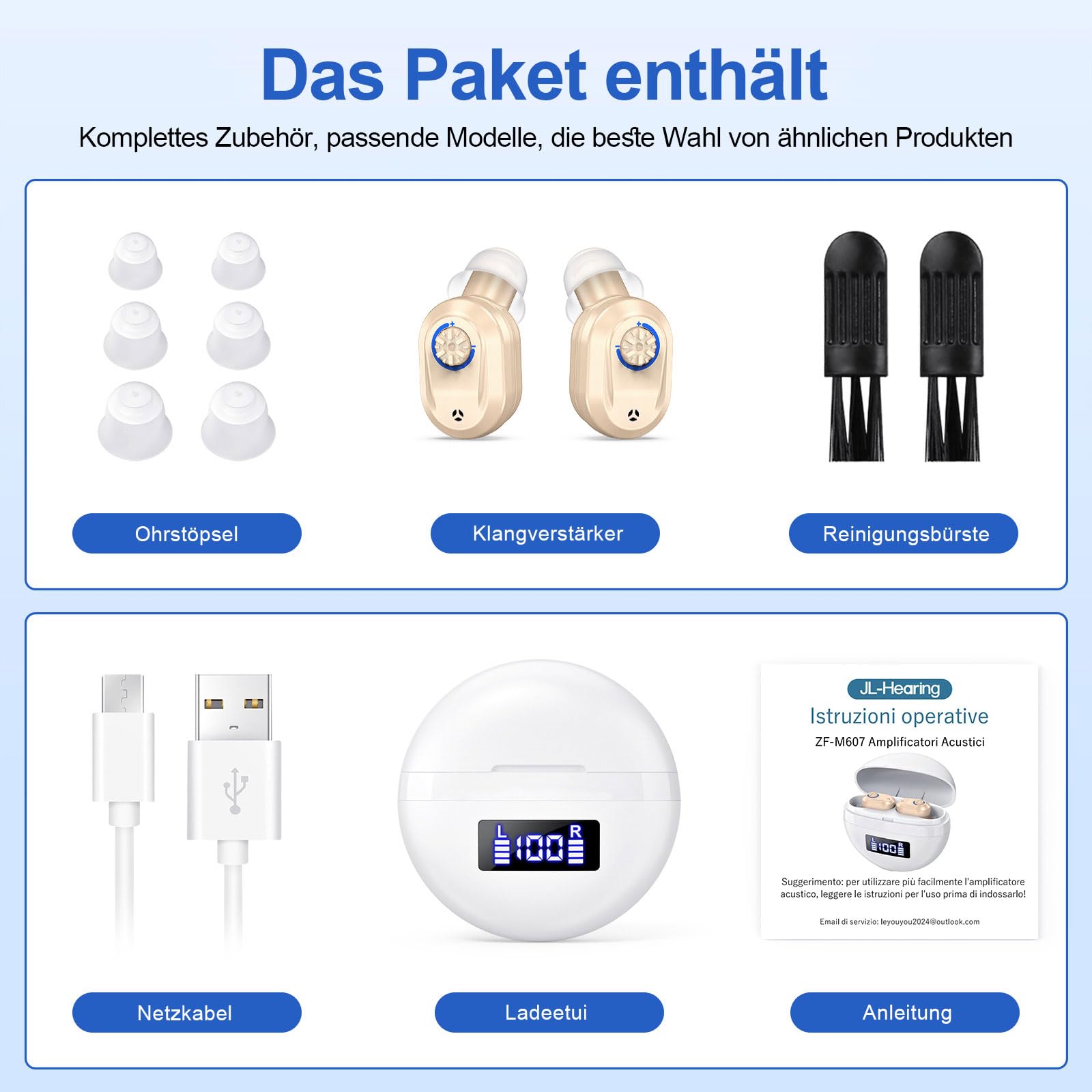 Wiederaufladbarer Sound Verstärker,Gerät zur Geräuschunterdrückung Kompakt und tragbar mit Ladekoffer