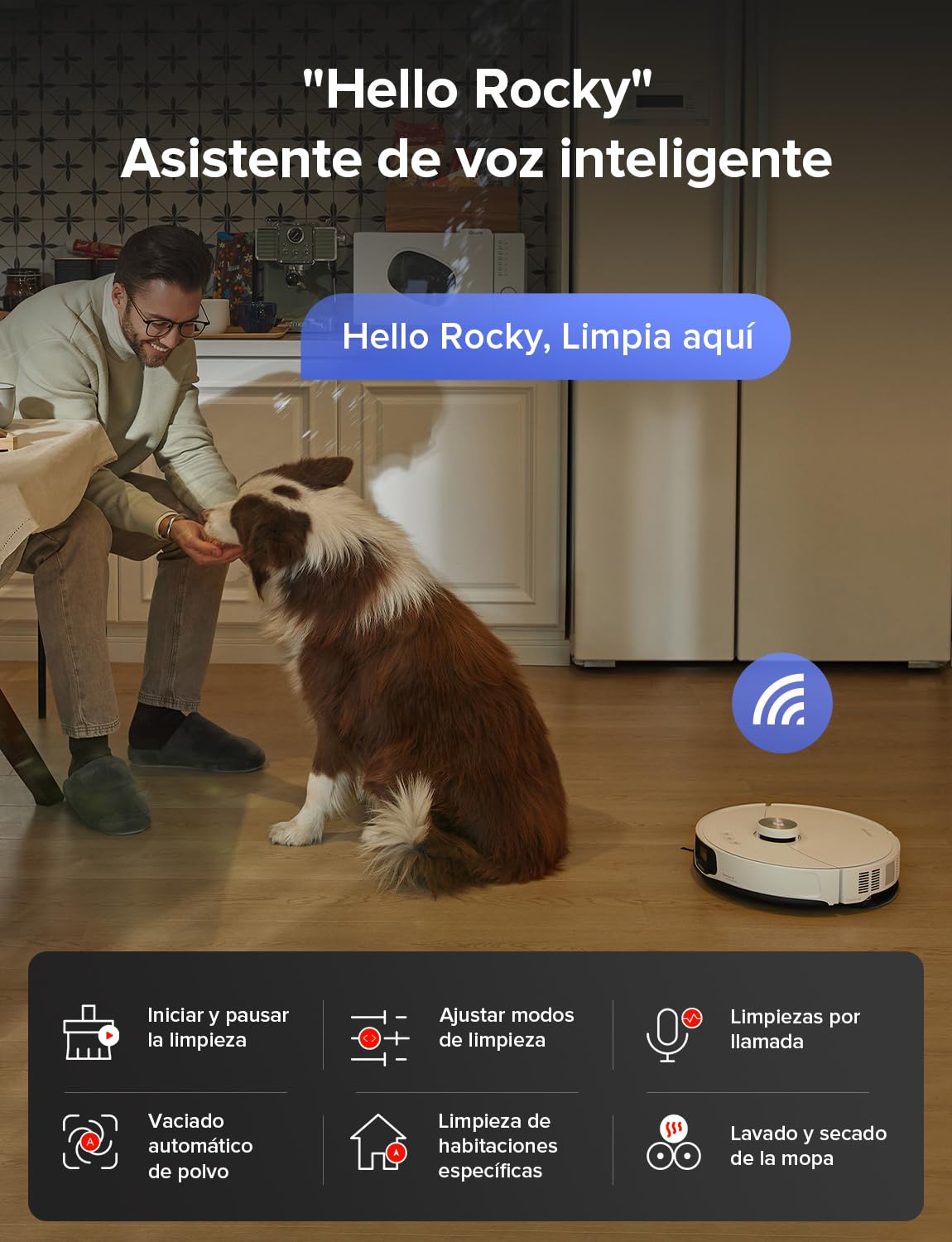 roborock S8 MaxV Ultra Robot Aspirador Base de Carga Todo en uno, FlexiArm Design, Aspiradora y friegasuelo 10.000 Pa, DuoRoller Riser, VibraRise 3.0, HyperForce, Reactive Al 2.0, Blanco