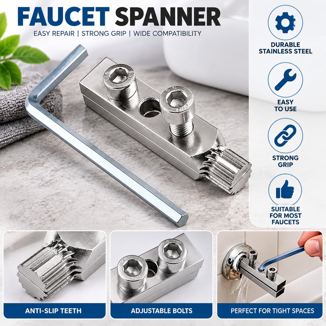 Faucet Broken Head Extractor Tool | Broken Tap Remover for Rusted, Jammed & Slipped Faucet Heads Easily | Plumbing Repair Tool for Bathroom & Kitchen Taps — Amazon image 2