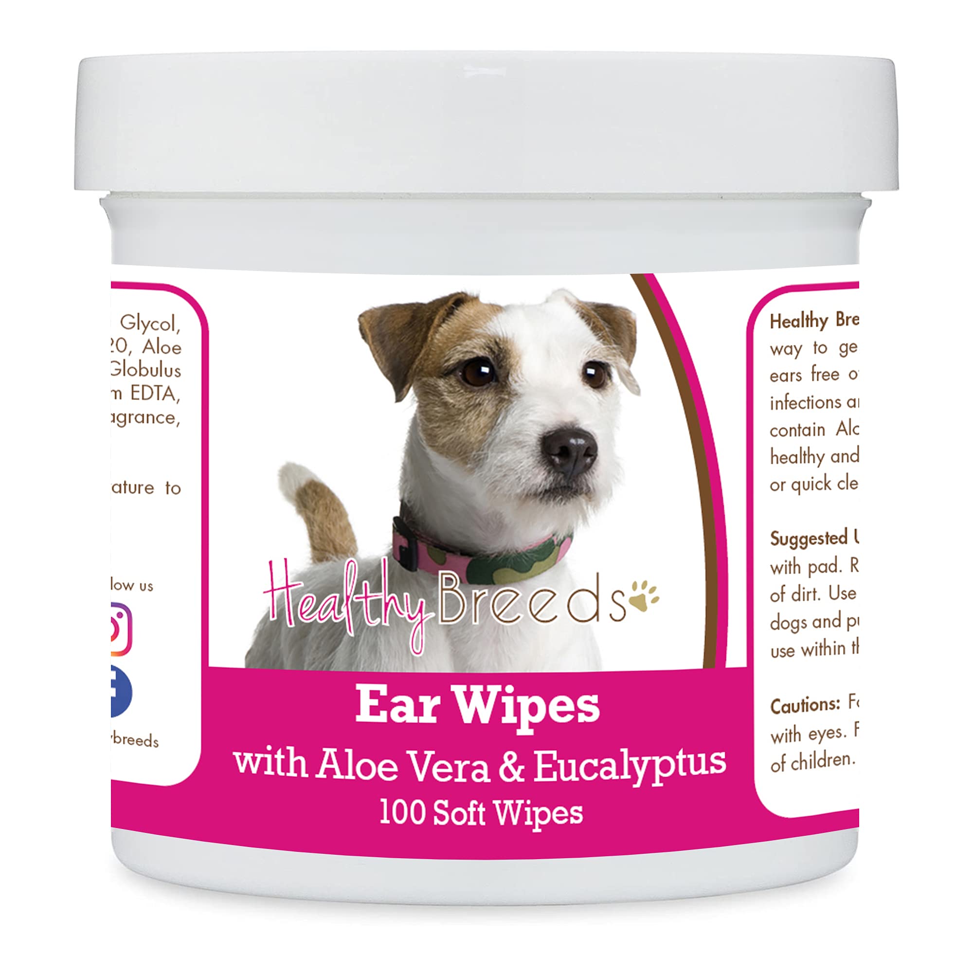 Healthy Breeds Parson Russell Terrier Ear Cleaning Wipes with Aloe &amp; Eucalyptus for Dogs 100 Count