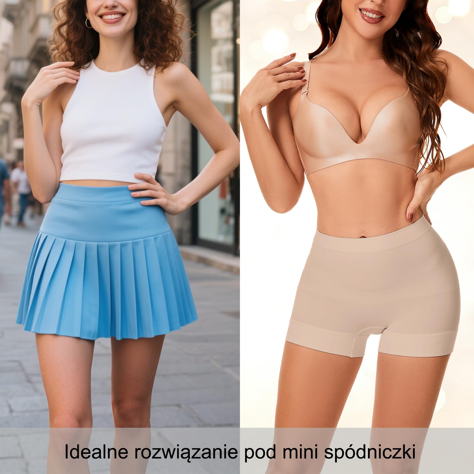 Damskie Majtki Modelująca Bokserki Bezszwowe Spodenki Pod Sukienkę | Lekko Wyszczuplająca, Przeciw Otarciom, Wysokim Stanem, Krótkie Legginsy, Oddychające, Dyskretne, Niewidoczne, Delikatne