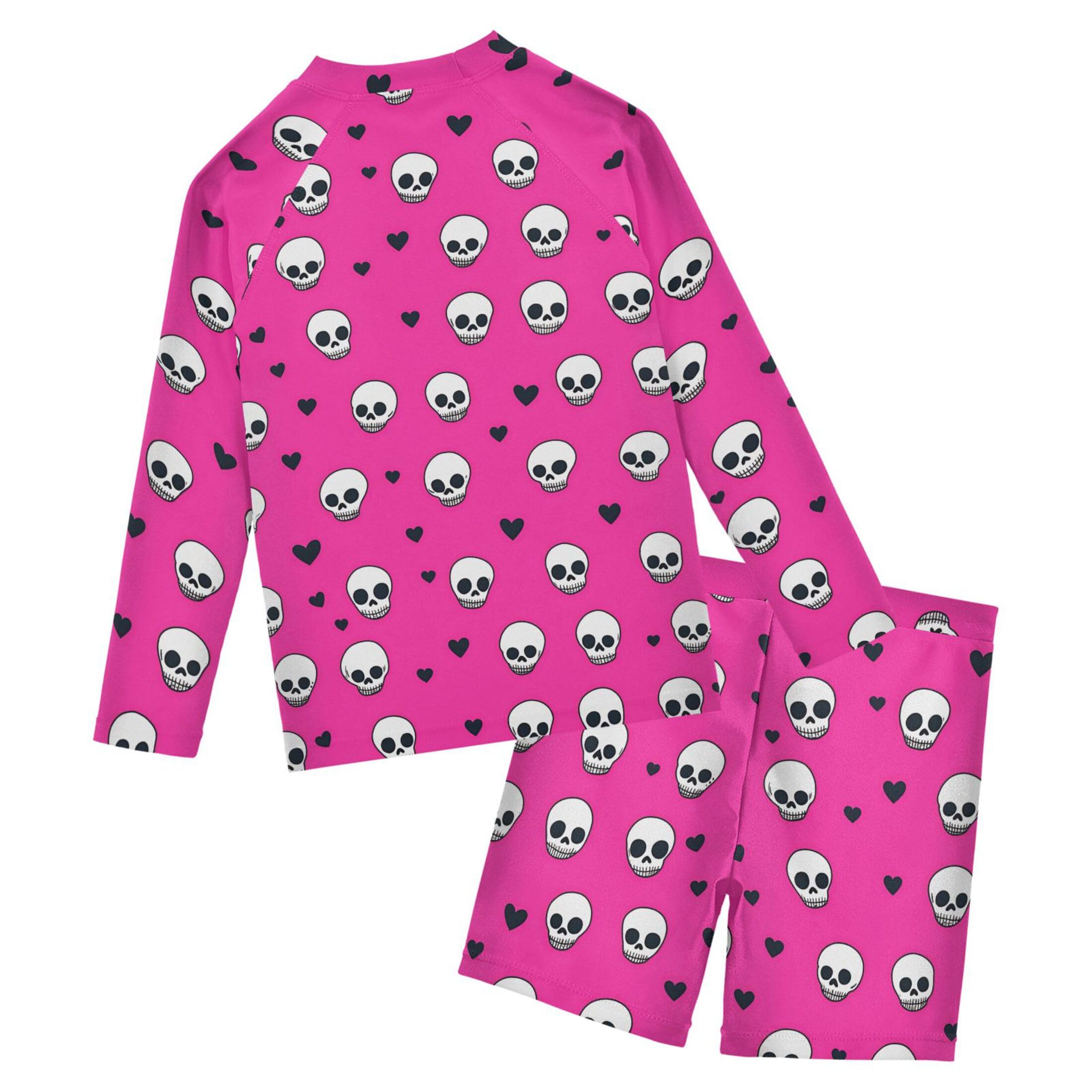 Skull Toddler and Baby Boys' 2-Piece Swimsuit Trunk, Long Sleeve Rashguard Bathing Suit B0404397