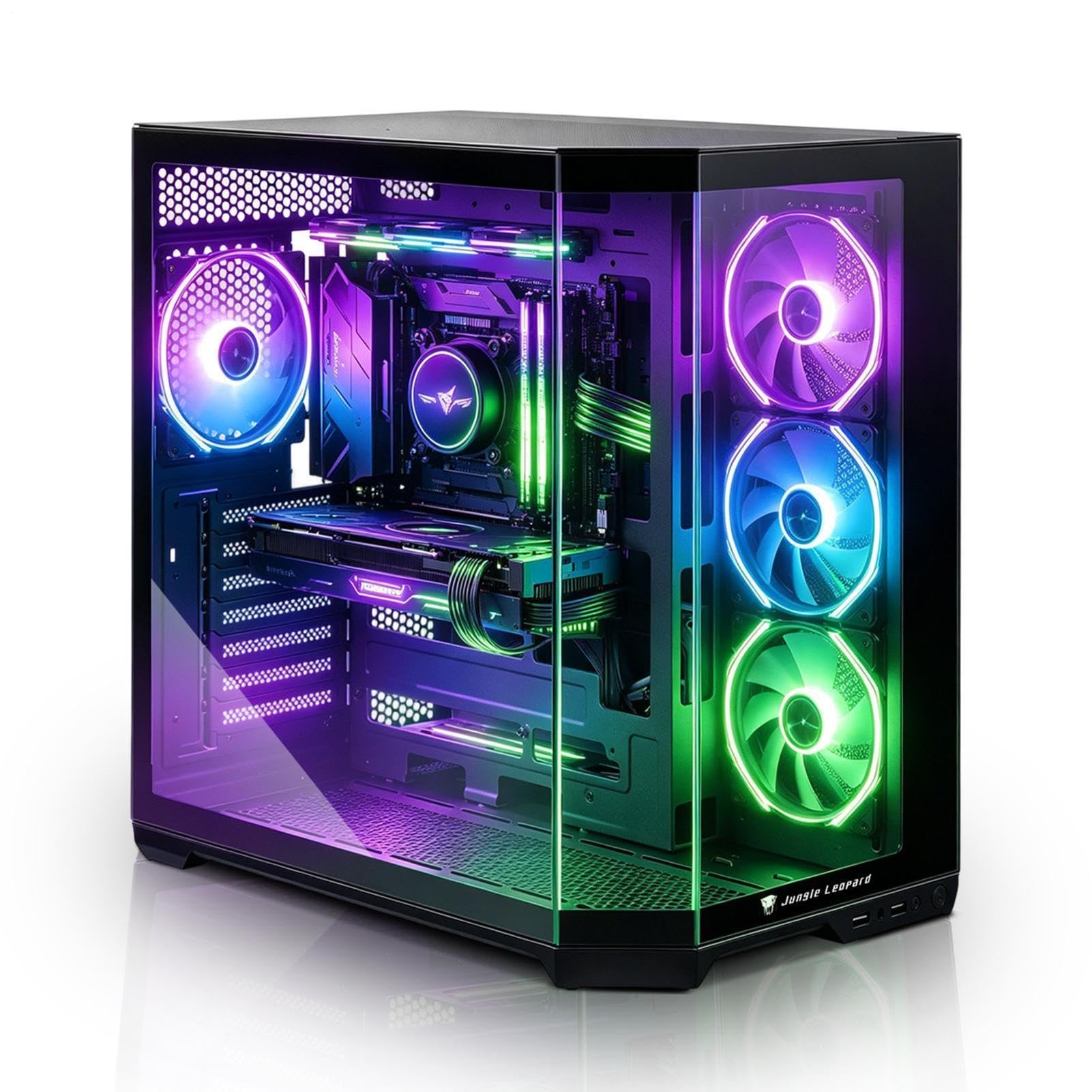 ATX PC Gehäuse, 10 Lüfter, Gehärtetes Glas, Hoher Airflow