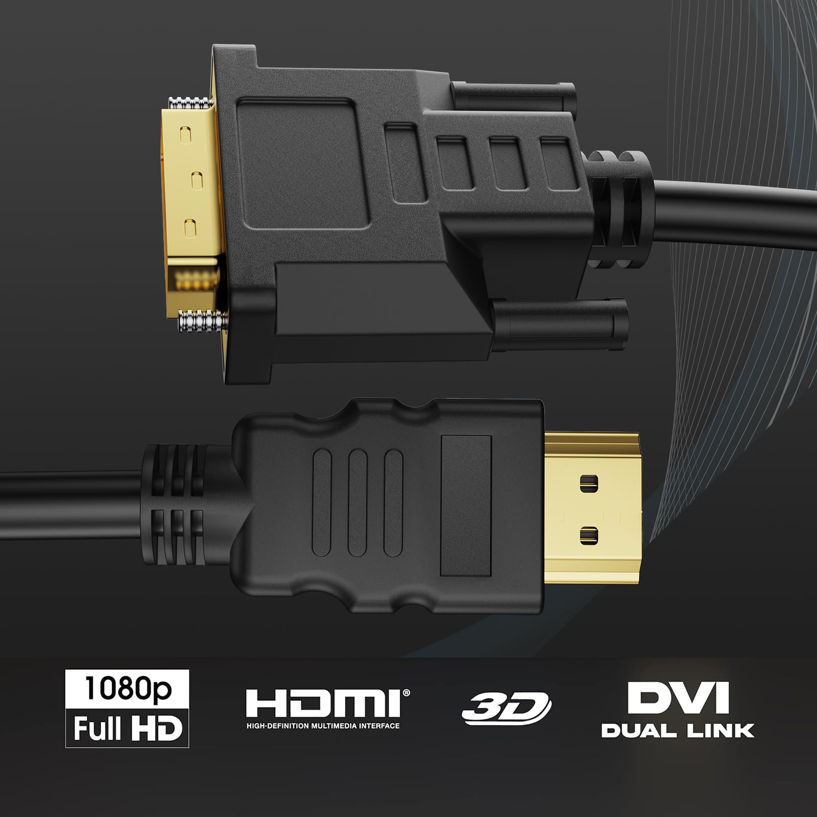 Câble adaptateur HDMI vers DVI 1 m, DVI-D 24+1, Full HD 1080p