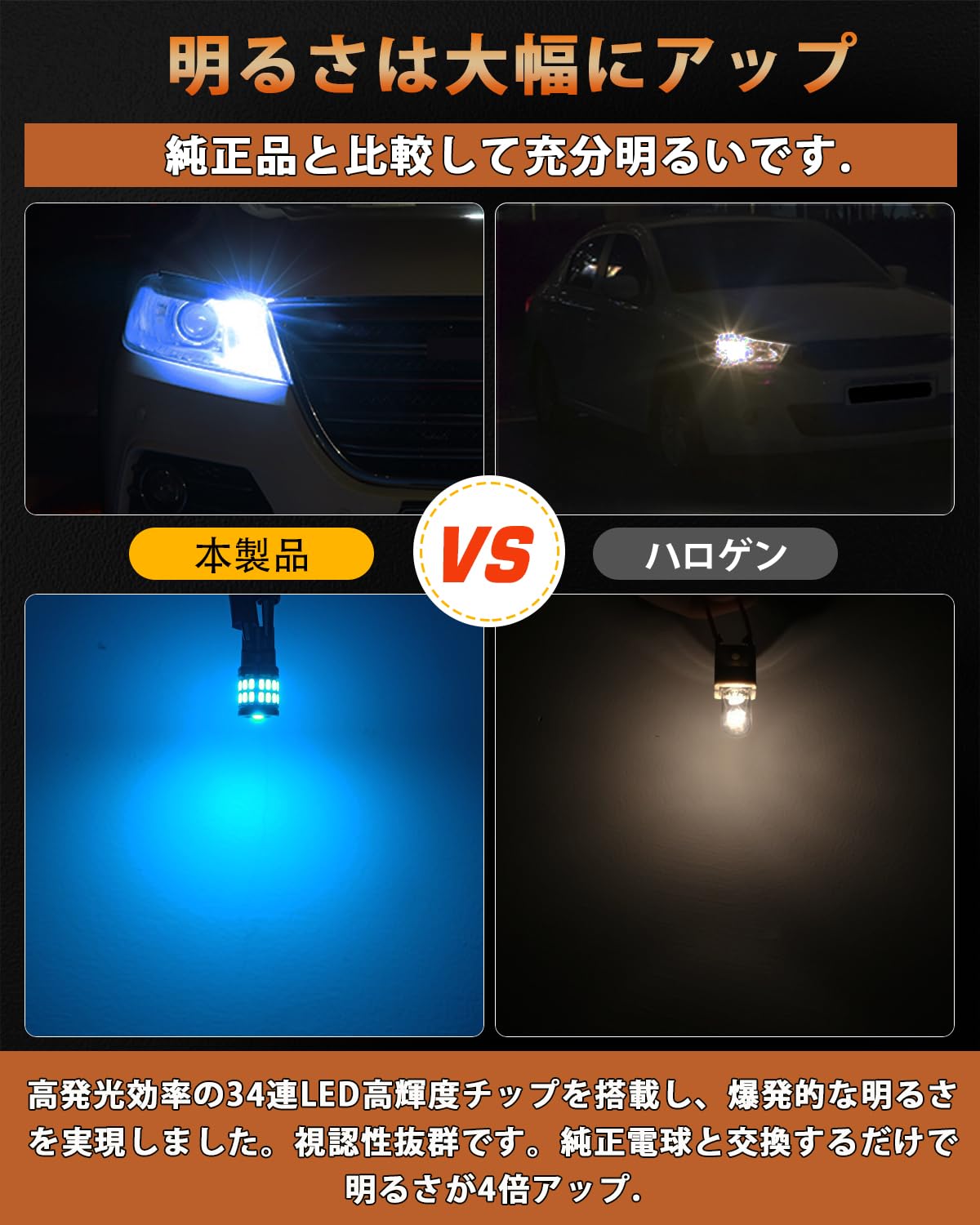Amazon | 12V-24V車用 T10 LED アイスブルー 爆光 2個 LED T10 車検