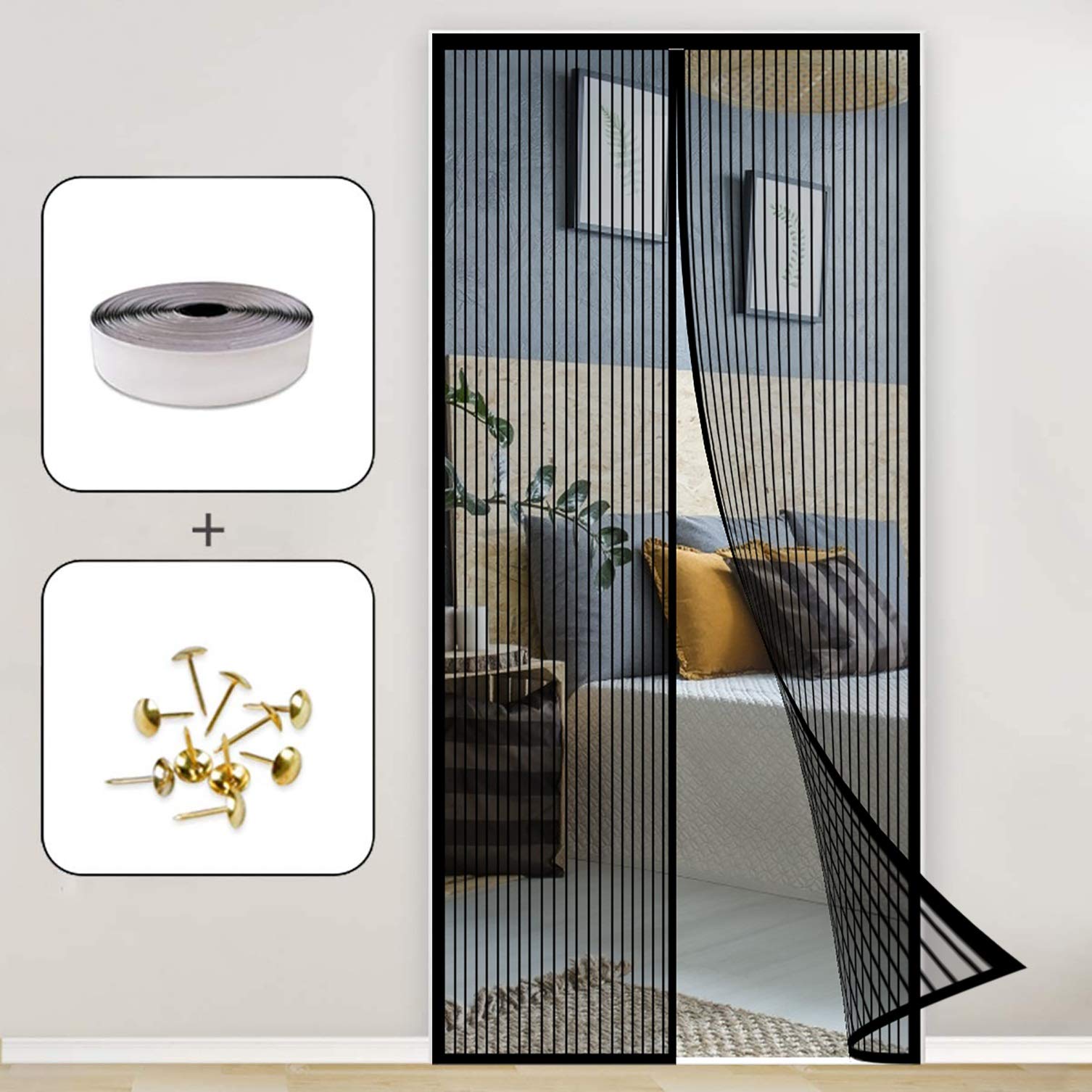 Moustiquaire porte magnétique contre insectes pour grand balcon et patio