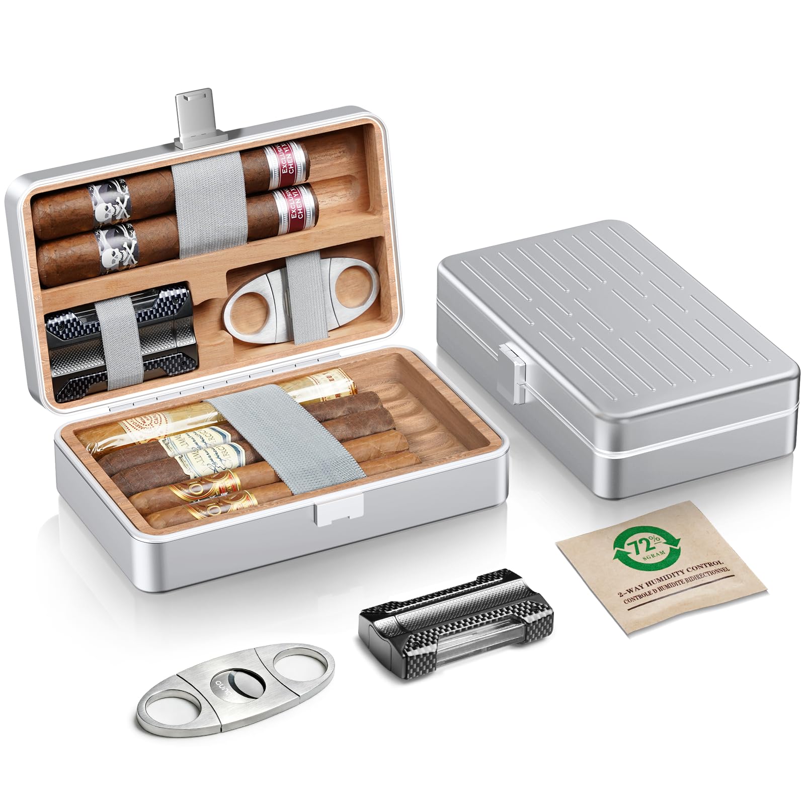 Photo 1 of Flauno Travel Humidor Cigar Box with Accessories