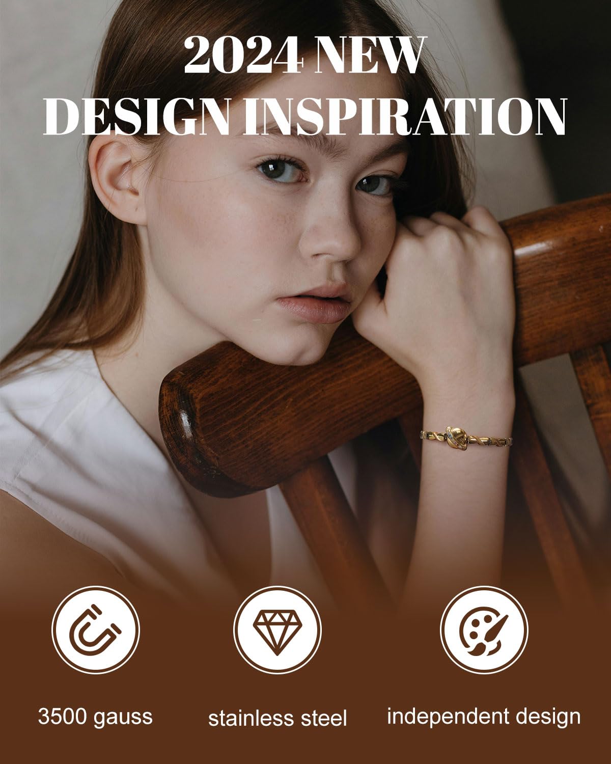 RainSo Stainless Steel Magnetic Bracelet for Women & Girls - Adjustable Planet Design Wristband with Tool | Gold, Rose Gold, Silver | Jewellery Gift Box Presentation