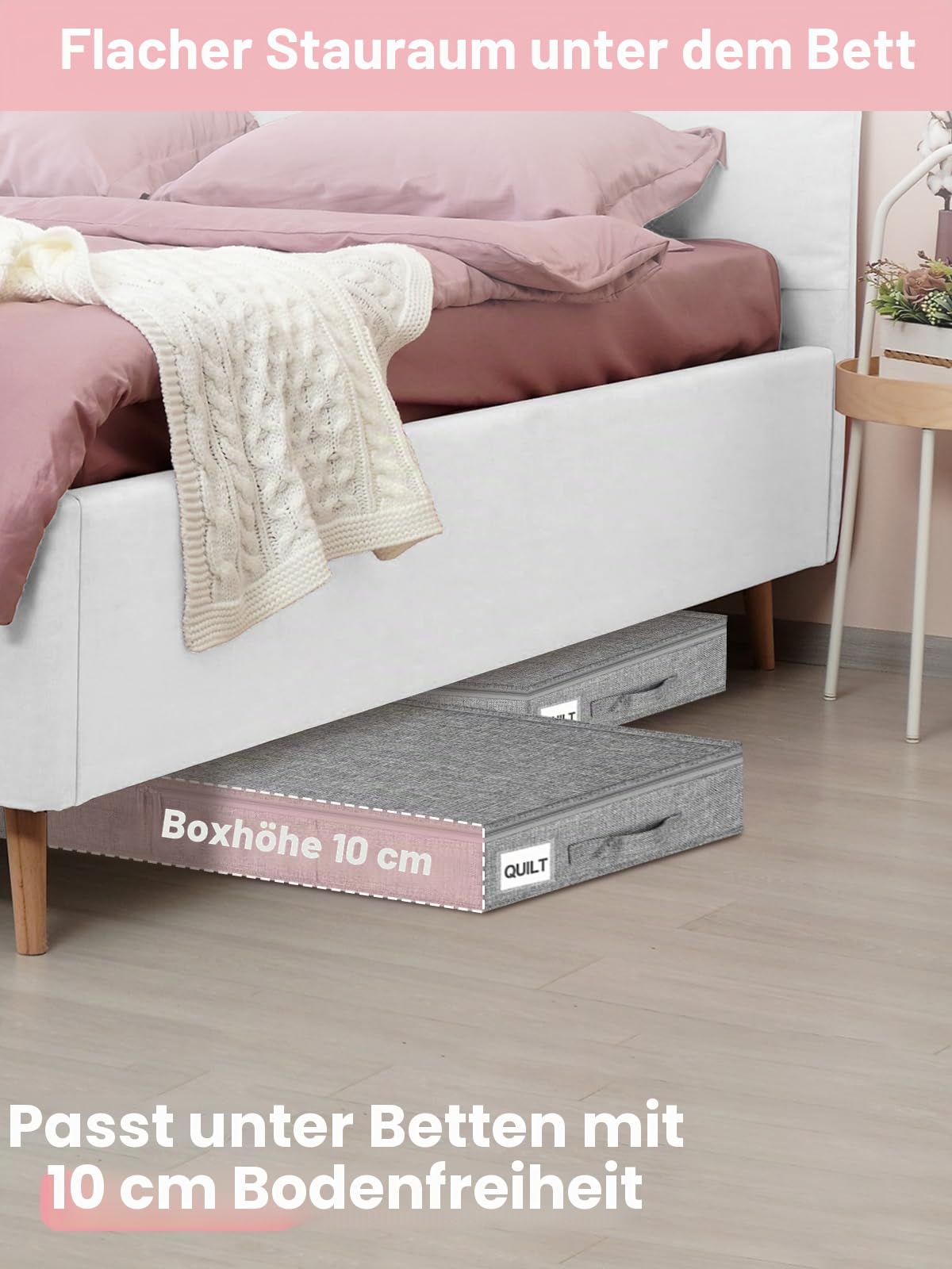 Unterbett-Aufbewahrungsbehälter mit niedrigem Profil, 10,2 cm hoch, Unterbettkommode mit starren Seitenwänden und Boden, flacher Kleideraufbewahrungsbehälter mit Deckel für Couch, Sofa, Schlafsaal, 2