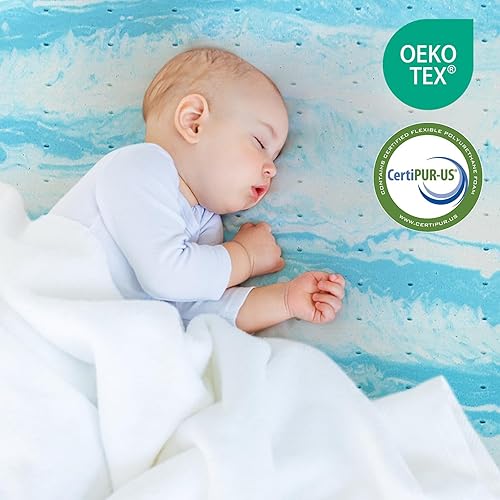 Miniatura 5 de Cubrecolchón de espuma viscoelástica de gel de 2 pulgadas para cama de tamaño individual, certificado CertiPUR-US, color azul