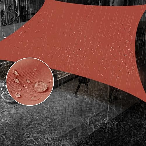 SUNNY GUARD Toldo impermeable de 9' 10" x 13', rectangular, color naranja, rojo, bloqueo UV, para patio al aire libre, jardín