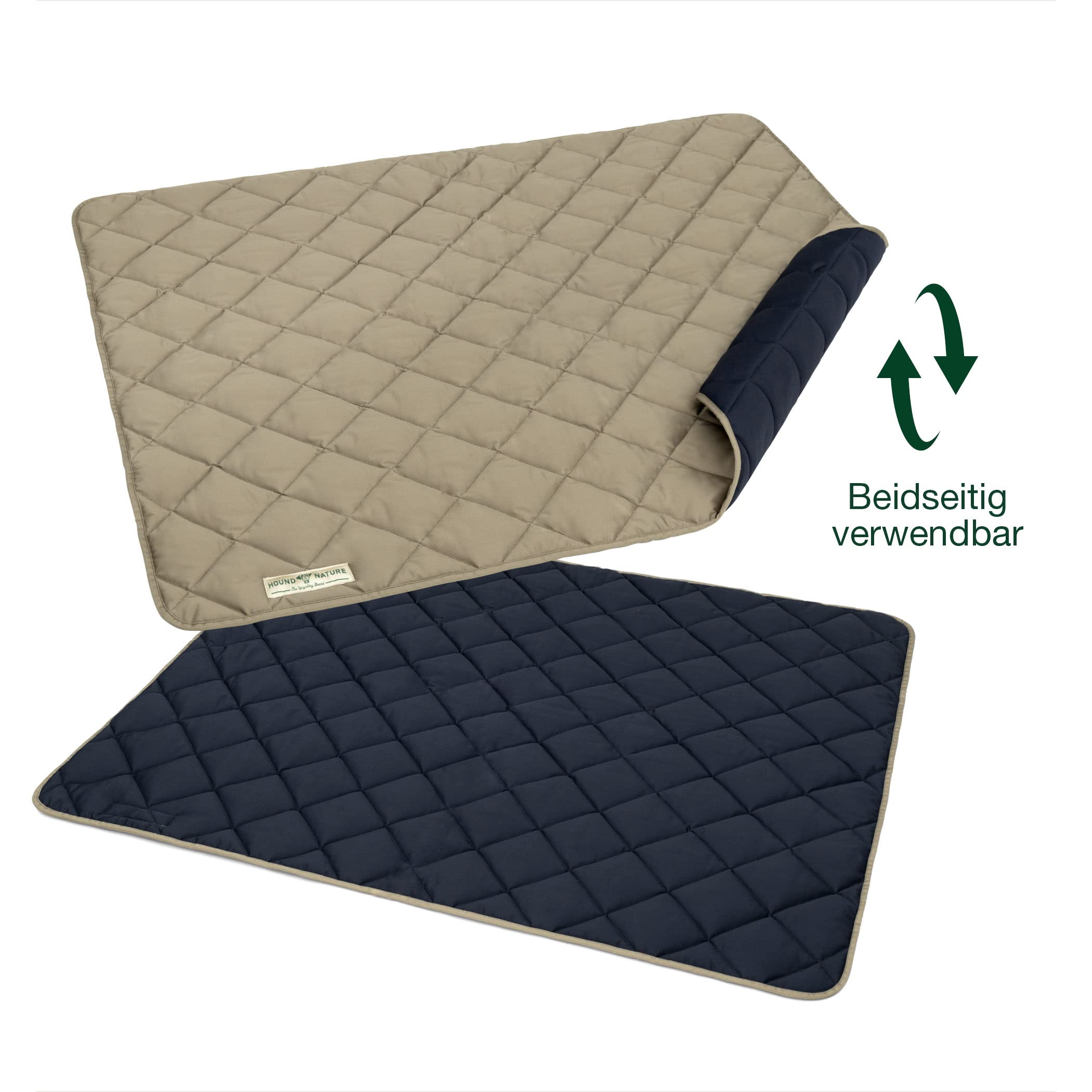Hound & Nature Davos - Manta para perros ecológica, suave, lavable, manta térmica acolchada, higiénica, resistente y sostenible (XL – 120 x 100 cm, gris topo/azul)