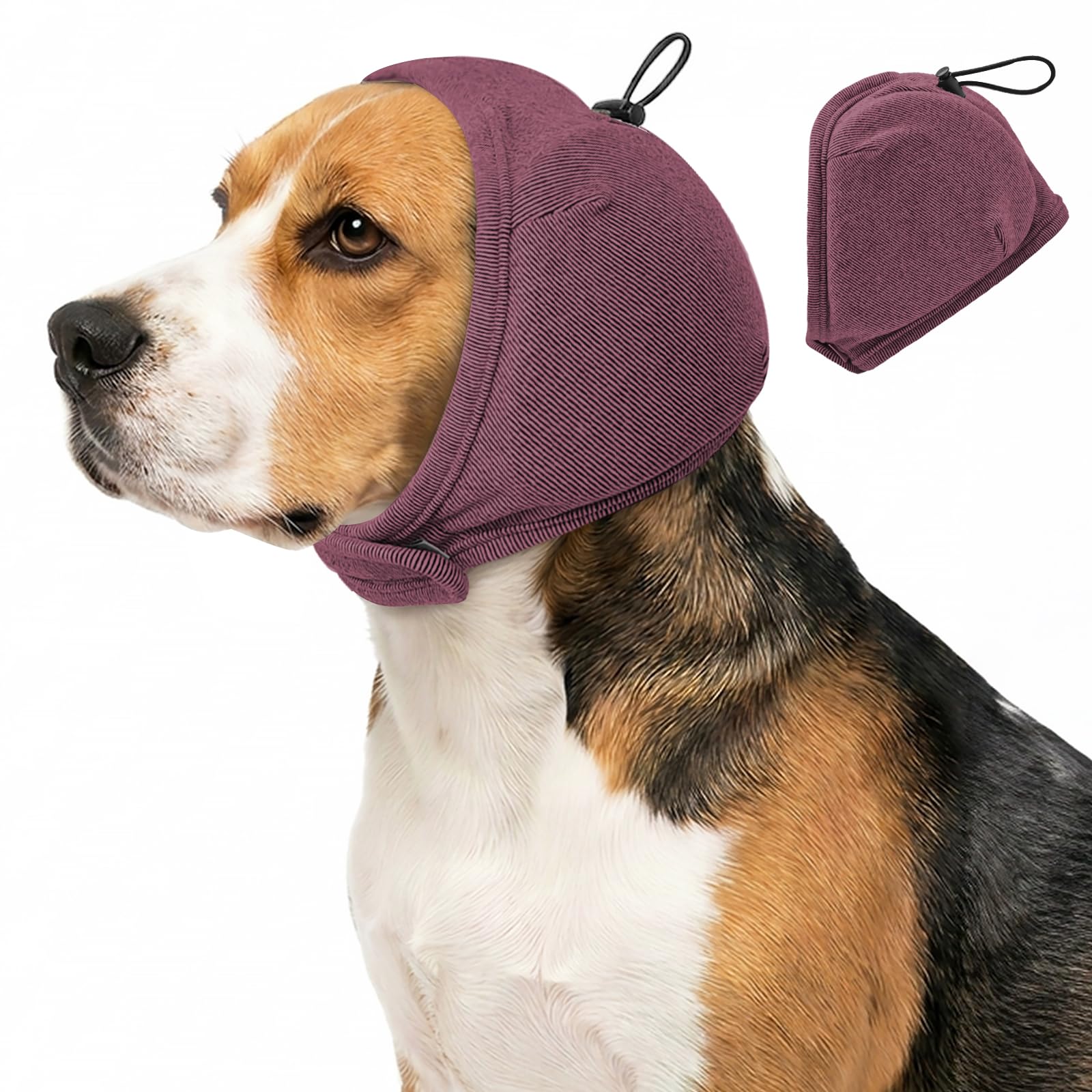 Dog Noise‑Cancelling Head Cover, Pet Ear Hood for Anxiety (Burgundy, S)