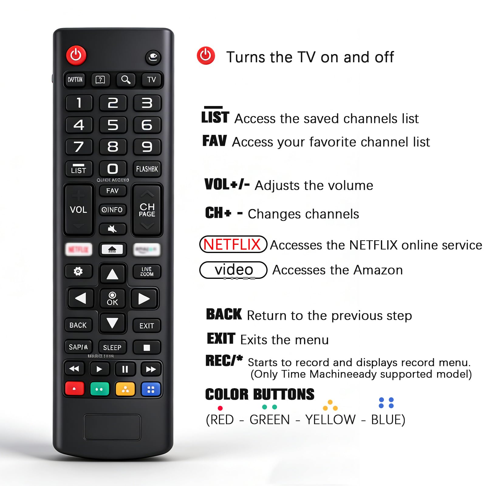 Mando para LG Smart TV, Mando Universal TV para LG LCD HD LED TV, Reemplazo Mando LG Smart TV-No Requiere Configuración-Sin Batería - 2