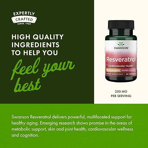 Miniatura 5 de Swanson Resveratrol - Mayor potencia 250 mg 30 cápsulas (paquete de 3)