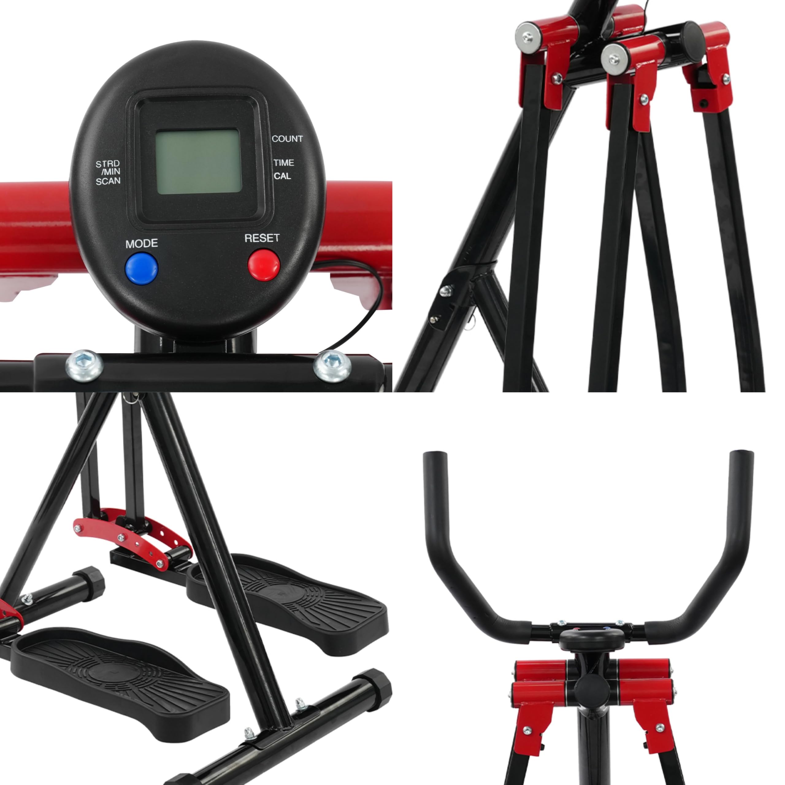 Klappbar Ellipsentrainer aus Stahl mit LCD-Bildschirm, Kompakter Crosstrainer für Zuhause mit rutschfeste Pedale, Walker Übungsmaschine Cardio-Workoutgerät, Belastbarkeit: 150kg