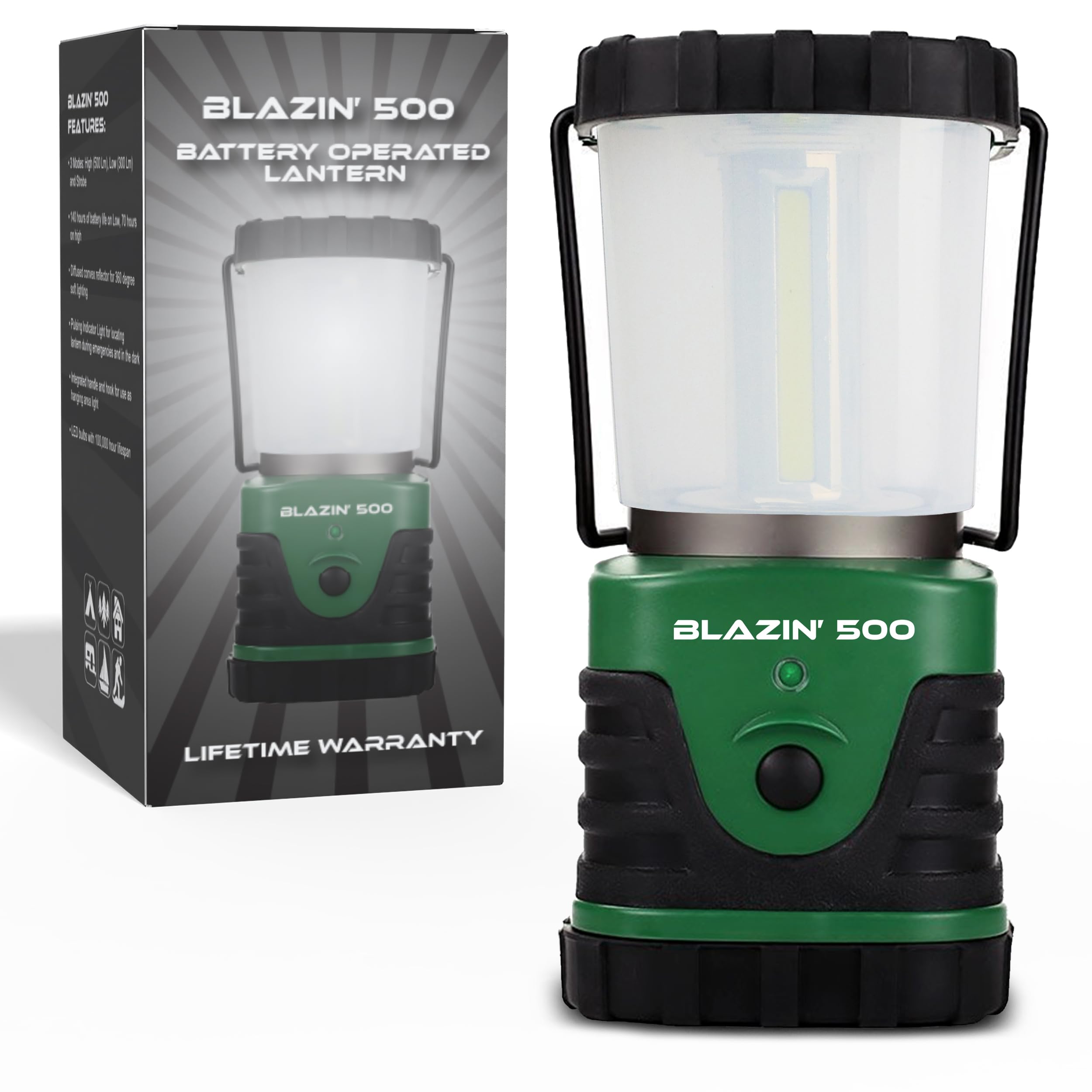 Blazin Ultra Bright Camping Lantern - Waterproof, Portable & Lightweight, 500 Lumens Battery Operated Camping Light - Ideal for Camping, Hurricane,