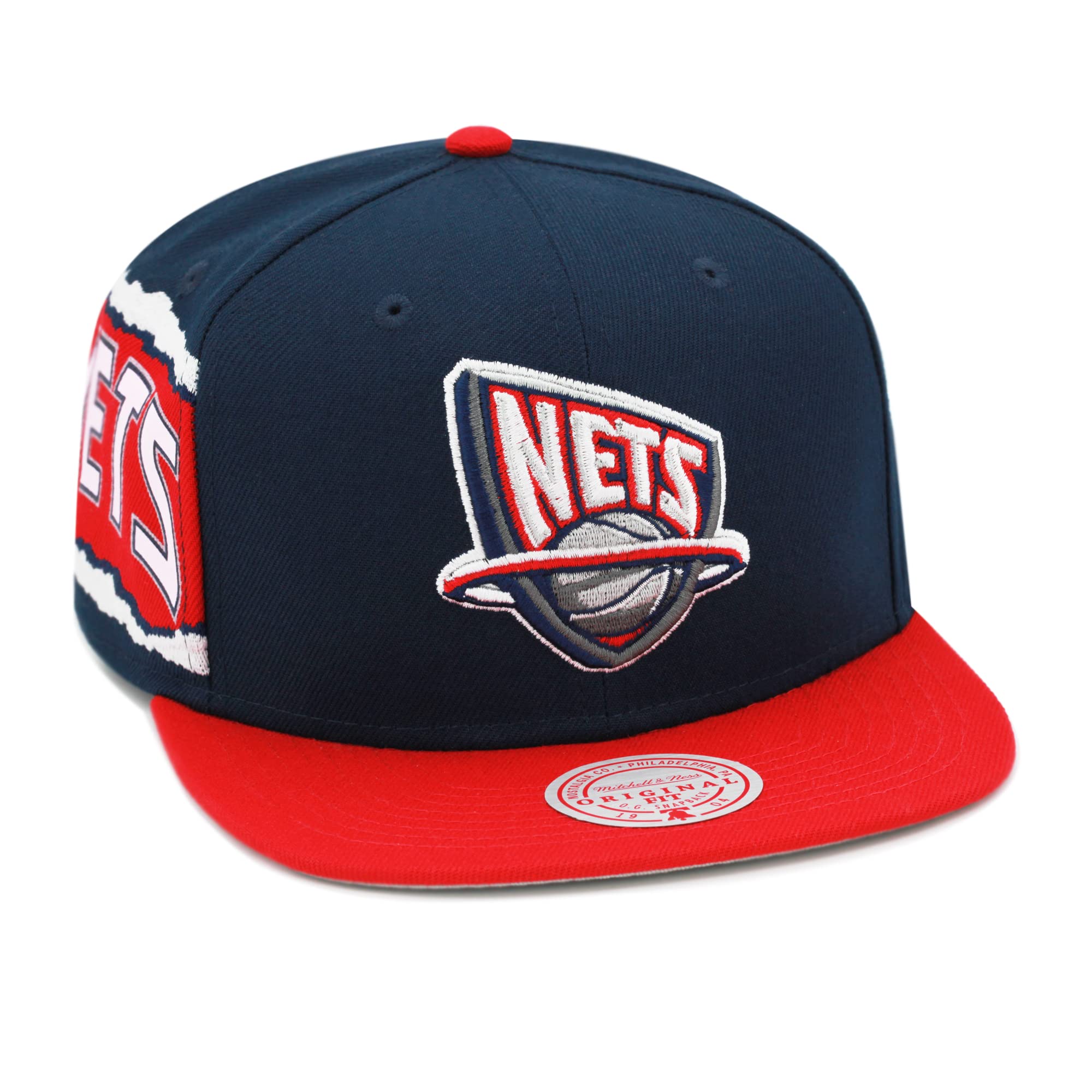 Mitchell & NessNew Jersey Nets NBA Jumbotron Snapback Hat Adjustable Cap - Navy/Red