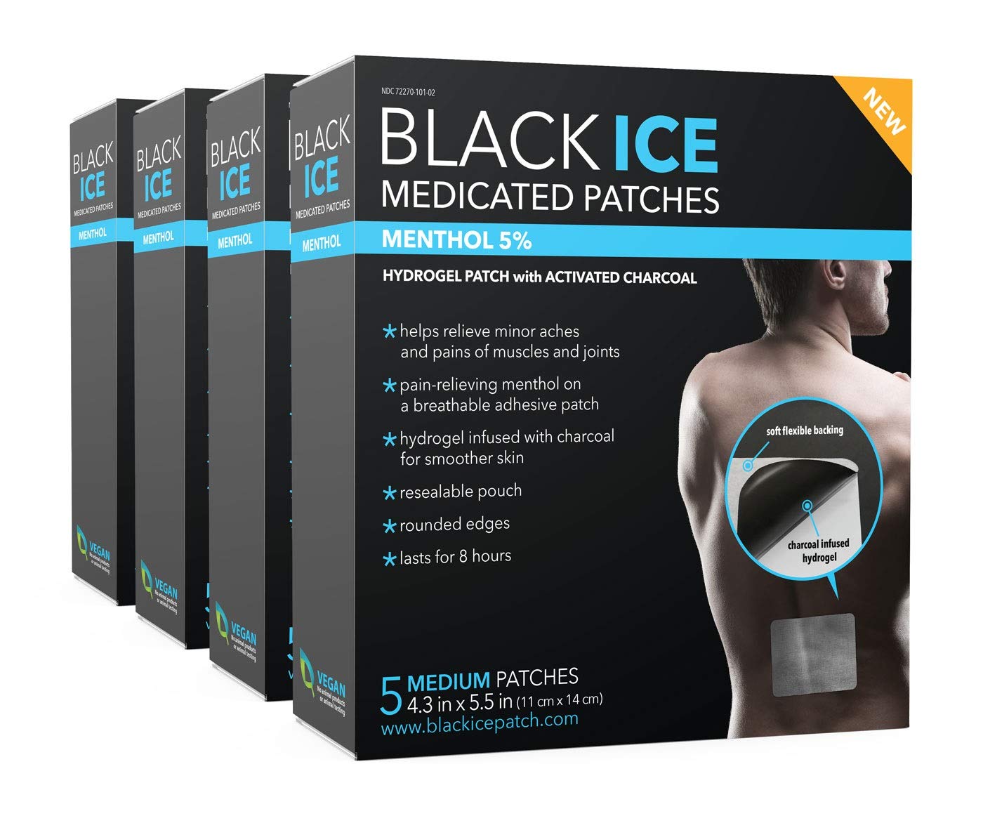 Buy Black Ice Natural Charcoal Hydrogel Patch with Menthol, Medium