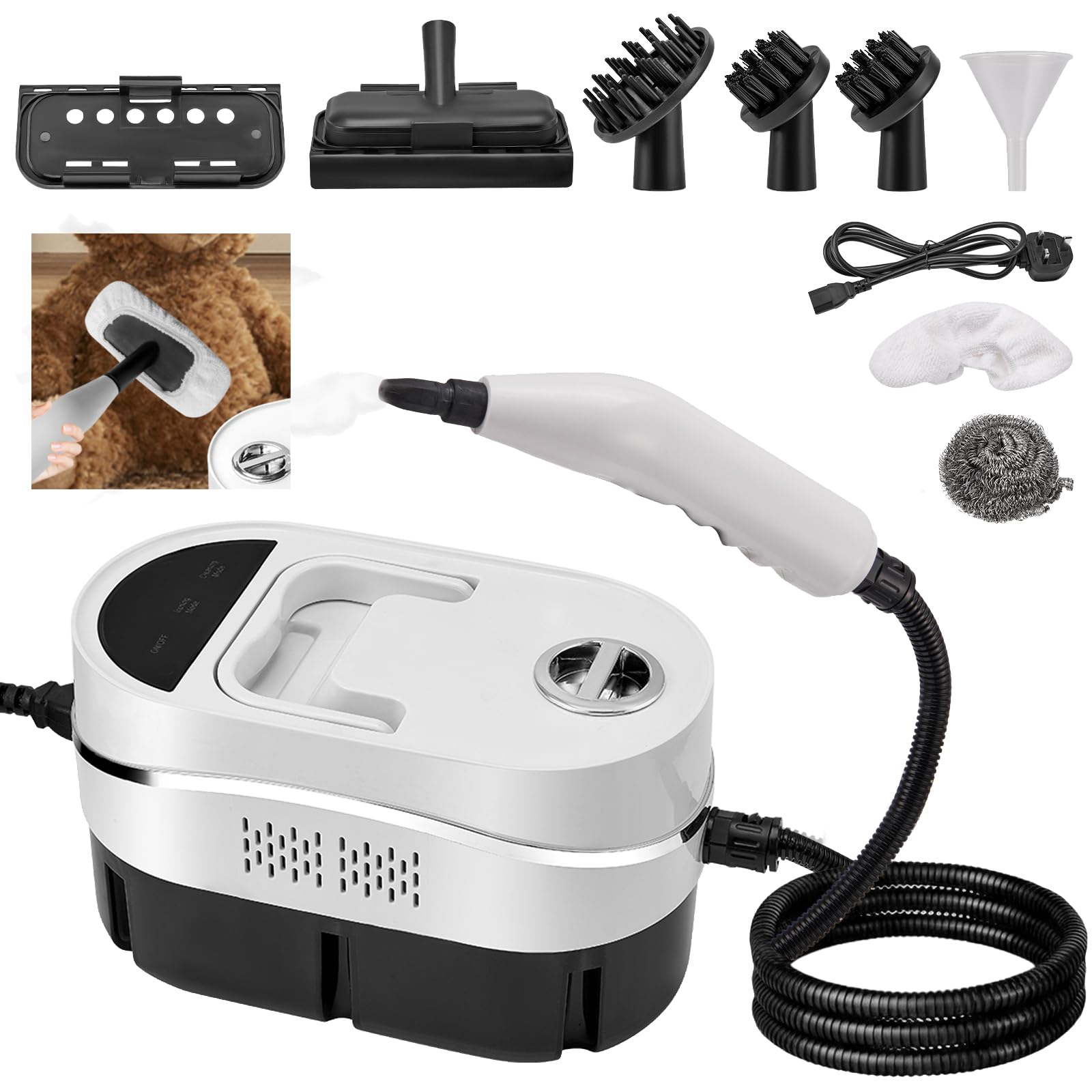 Limpiador a Vapor con 8 Cabezales, 4.5BAR 1200ml 105-120℃ Vaporeta Limpieza Hogar Potente, Portátil Máquina de Limpieza a Vapor Presurizada de Alta Temperatu para Cocina, Baño, Coches