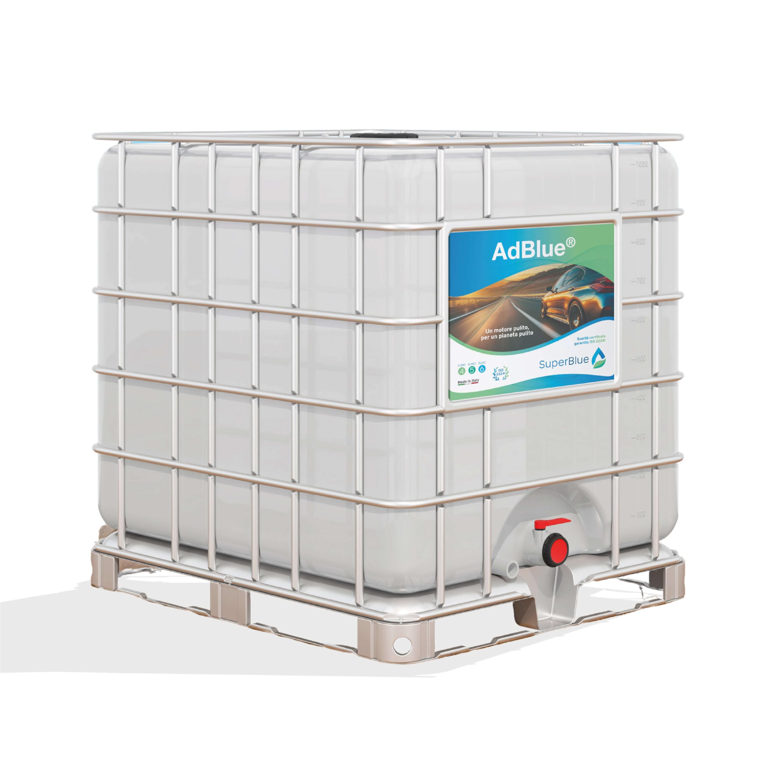 SuperBlue Adblue IBC 1000L Tank Made in Italy, ISO 22241 für LKW, Transporter und Dieselfahrzeuge SCR