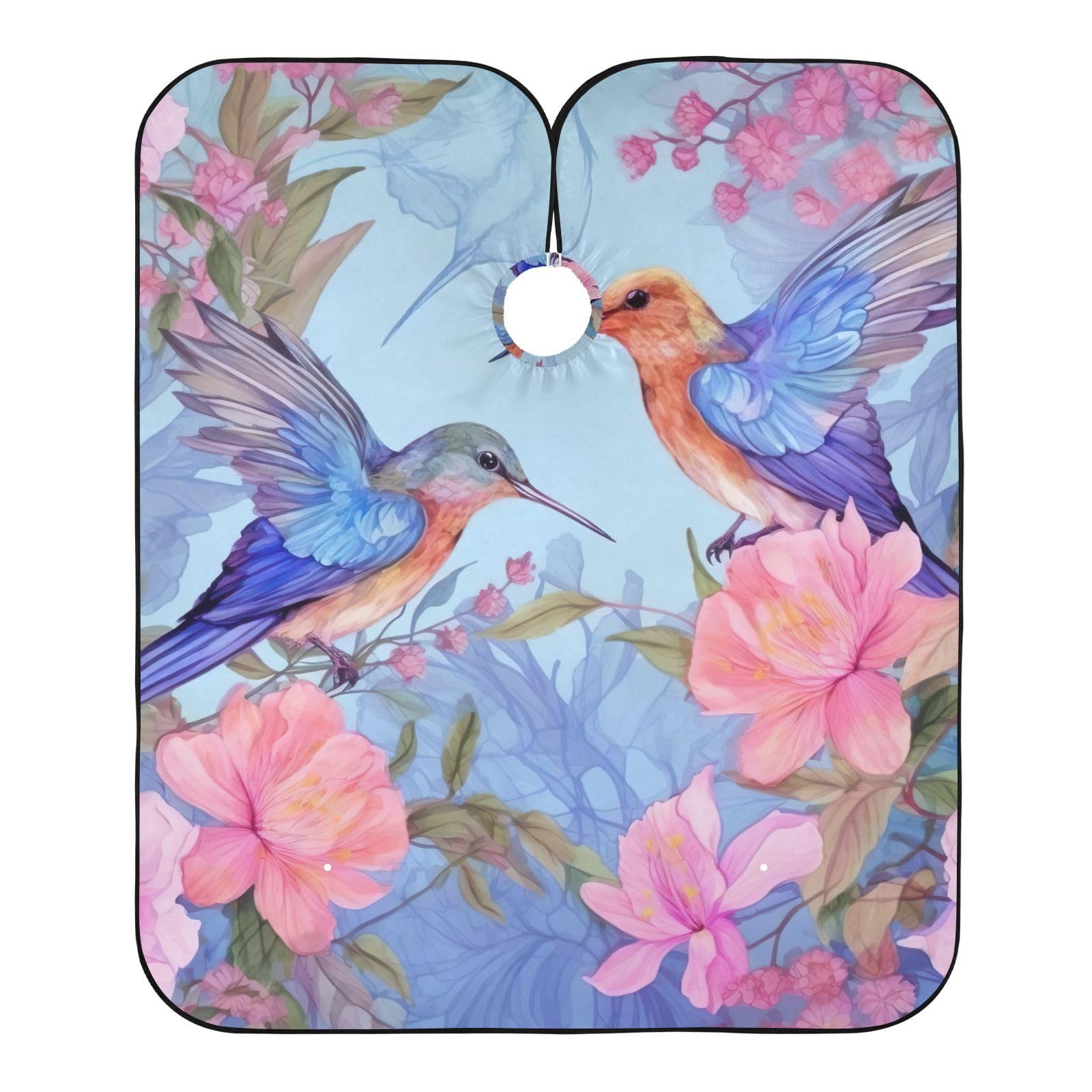 Hezely Watercolor Hummingbirds Hair Dye Cape, Barber Cape for Adults,Waterproof Salon Cape,Waterproof Hairdressing Styling Hair Cutting, 65