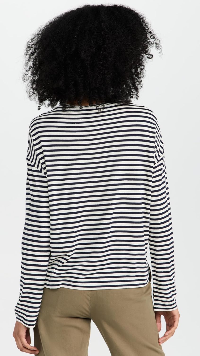 Vince Women's Striped Long Sleeve Drop Shoulder Top - Image 3