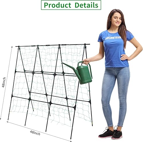 Miniatura 5 de Enrejado de pepino de jardín para plantas trepadoras al aire libre, marco A de 50 x 48 pulgadas, enrejado de pepino para cama elevada de jardín,