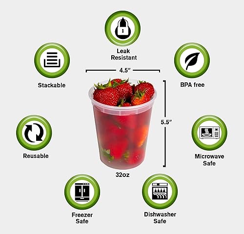 Miniatura 2 de SafeWare - 50 Contenedores de plástico con tapa para almacenar alimentos