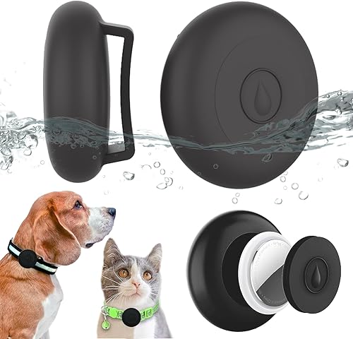 Airtag - Soporte impermeable para collar de perro, funda de silicona oculta impermeable para Airtag para rastreador GPS de mascotas, gatos, perros,