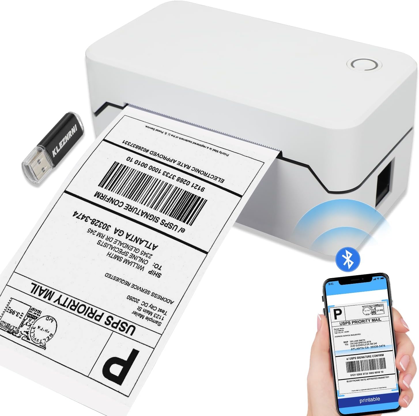 KLEZNRNI Bluetooth Thermal Shipping Label Printer
