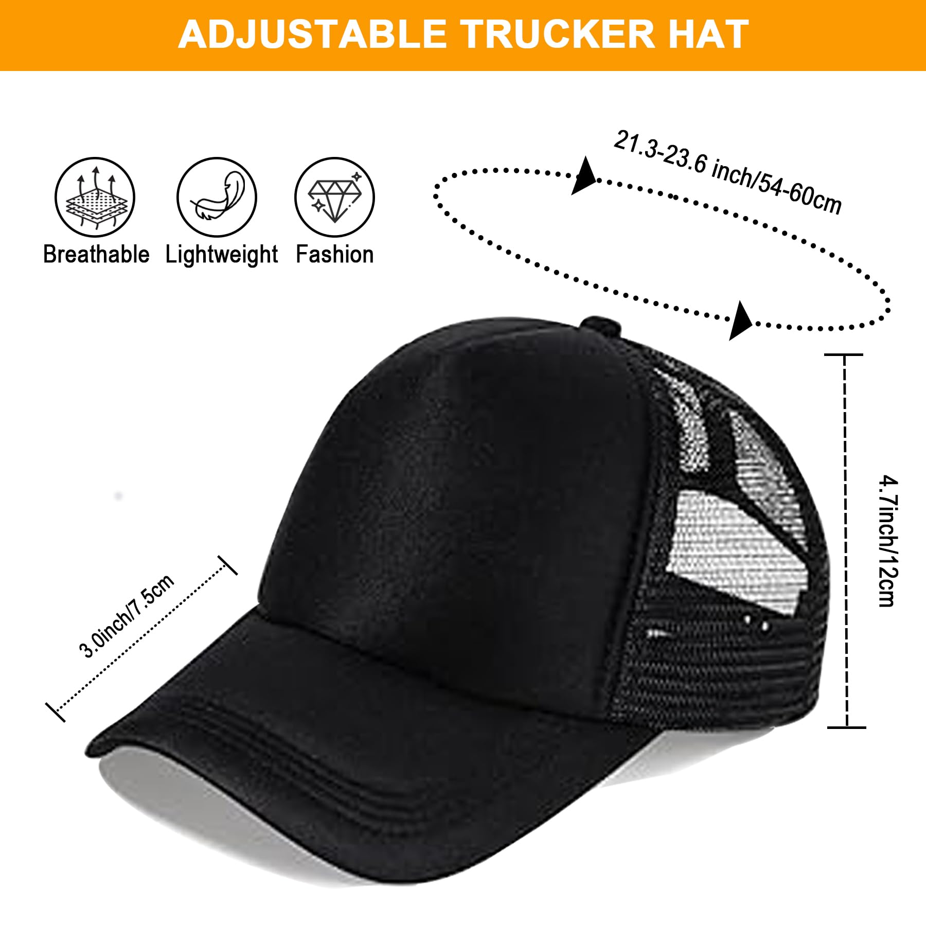 6/12 gorras de camionero a granel de malla en blanco sublimación en blanco gorras de béisbol ajustables para hombres y mujeres, 6piezas Multicolor Sombrero 2