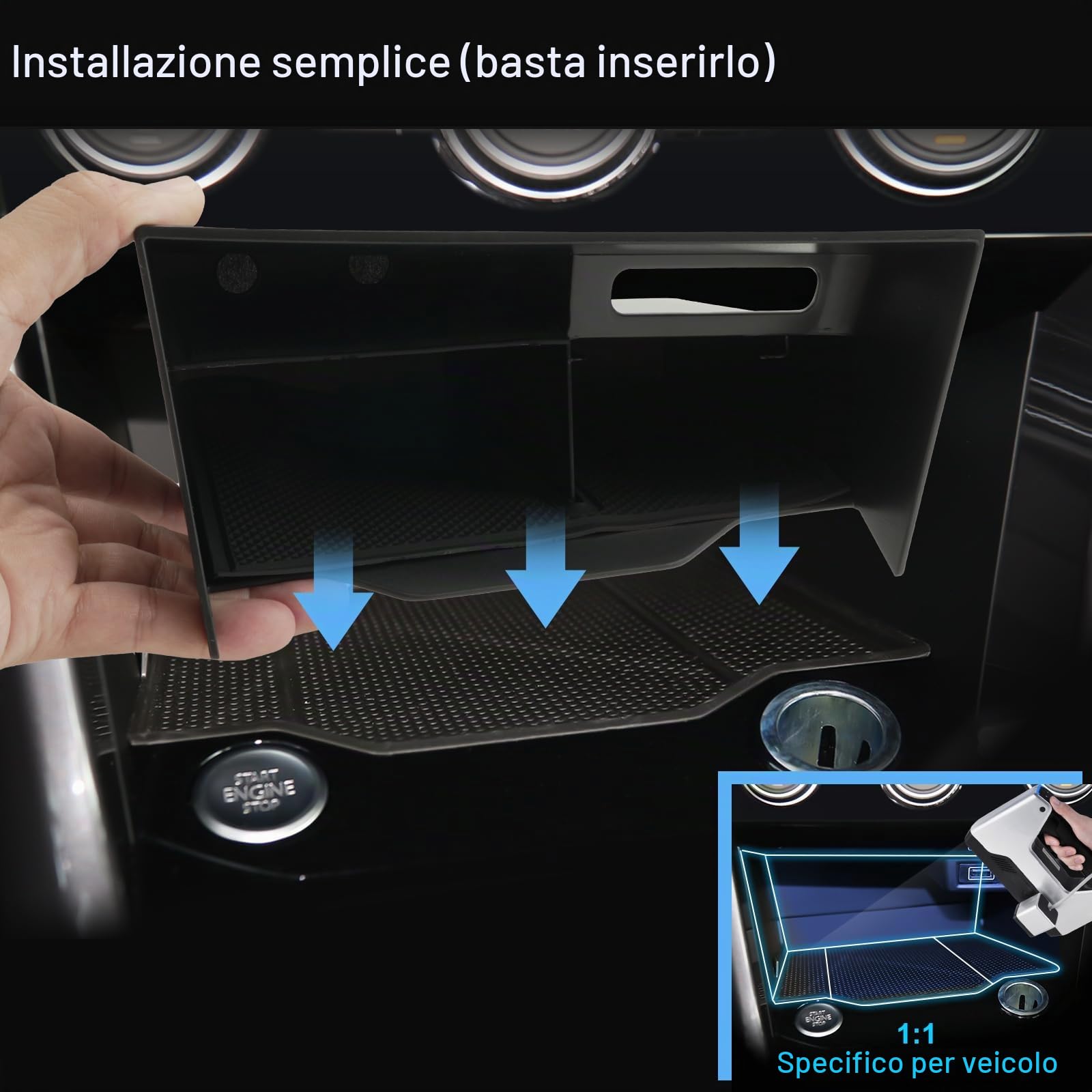 Scatola Portaoggetti del Console Centrale Compatibile con VW T-ROC 2018-2025, Console Centrale Portaoggetti, T ROC Accessori Organizer per Braccioli con Tappetino Antiscivolo (Nero)