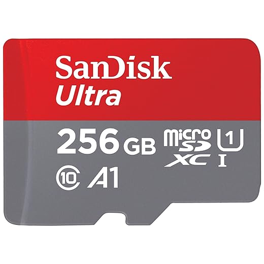 SanDisk 256 Go Ultra microSDXC UHS-I Carte + Adaptateur SD, avec jusqu'à 150 Mo/s, Classe 10, U1, homologuée A1