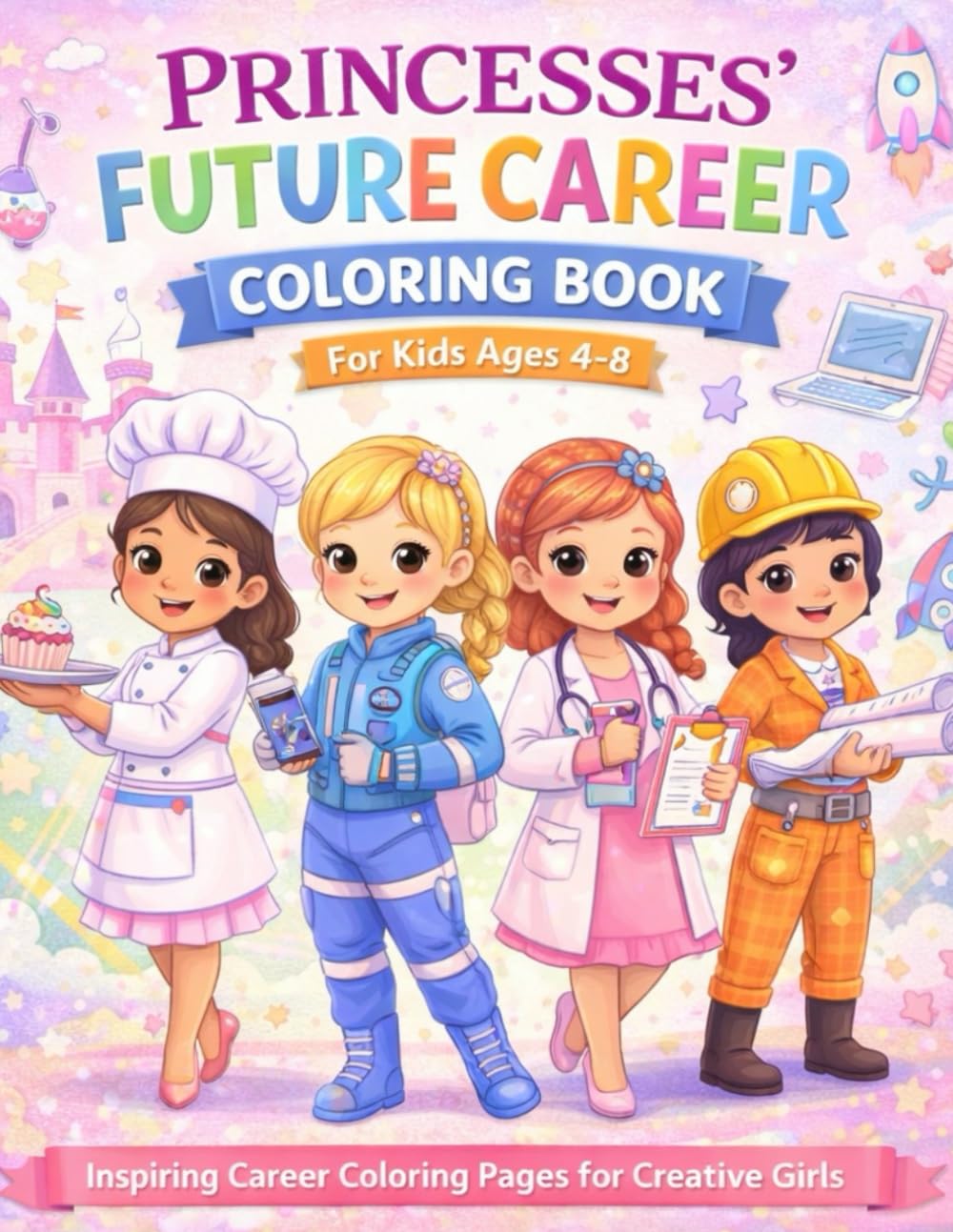 Princesses Future Career Coloring Book for Kids Ages 4–8: Inspiring Career Coloring Pages for Creative Girls