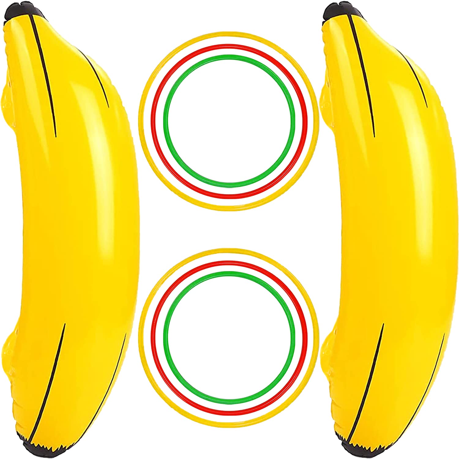 Jishi Inflatable Banana Ring Toss Game, Bachelorette Party Games for Naughty Funny Bridal Shower Engagement Decorations, Summer Water Fun, Pool Toys & Floats, Beach Activities for Adults Women Lesbian