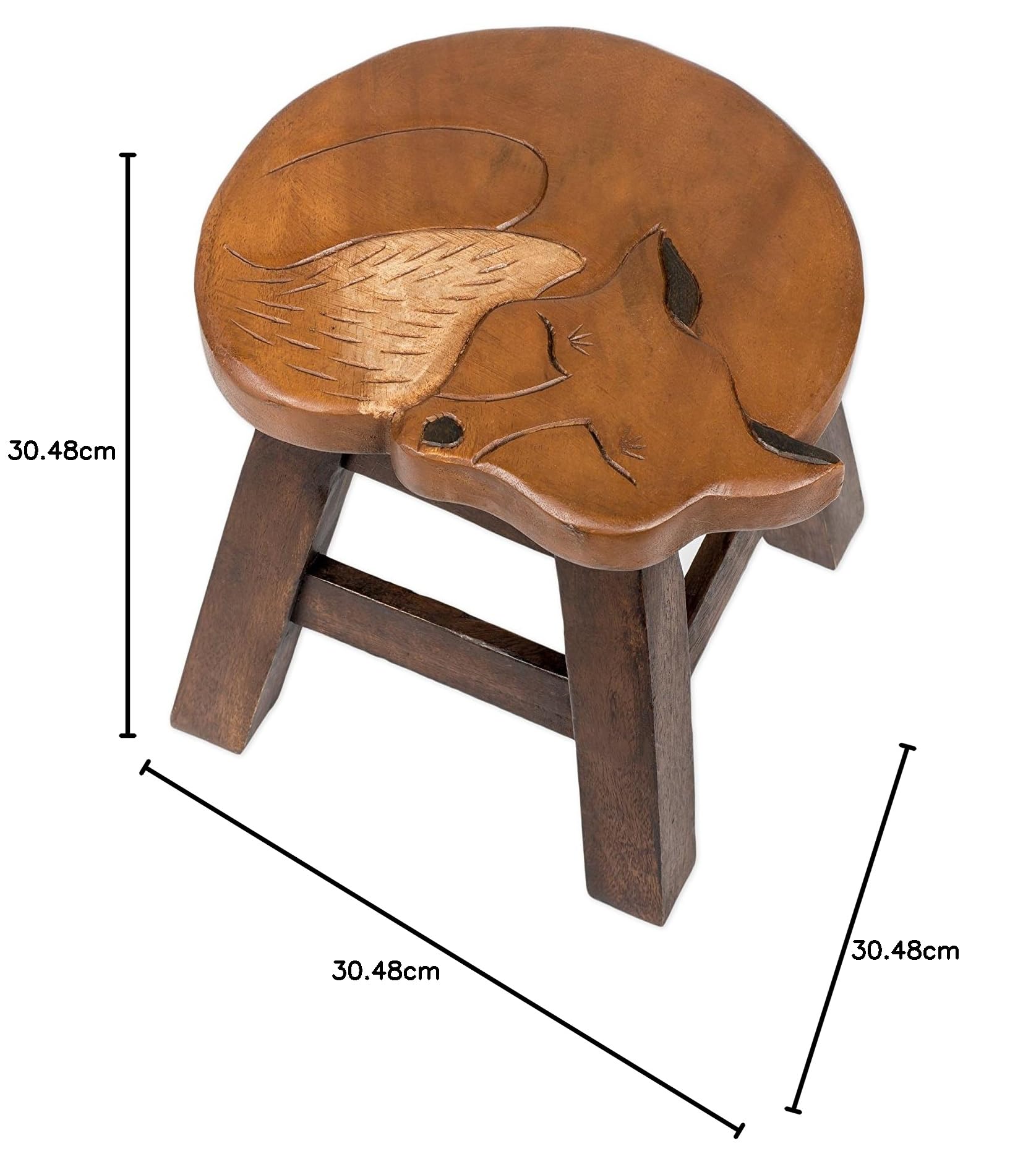 Amazon.co.jp: Foxデザイン手彫りAcacia Hardwood装飾ショートスツール