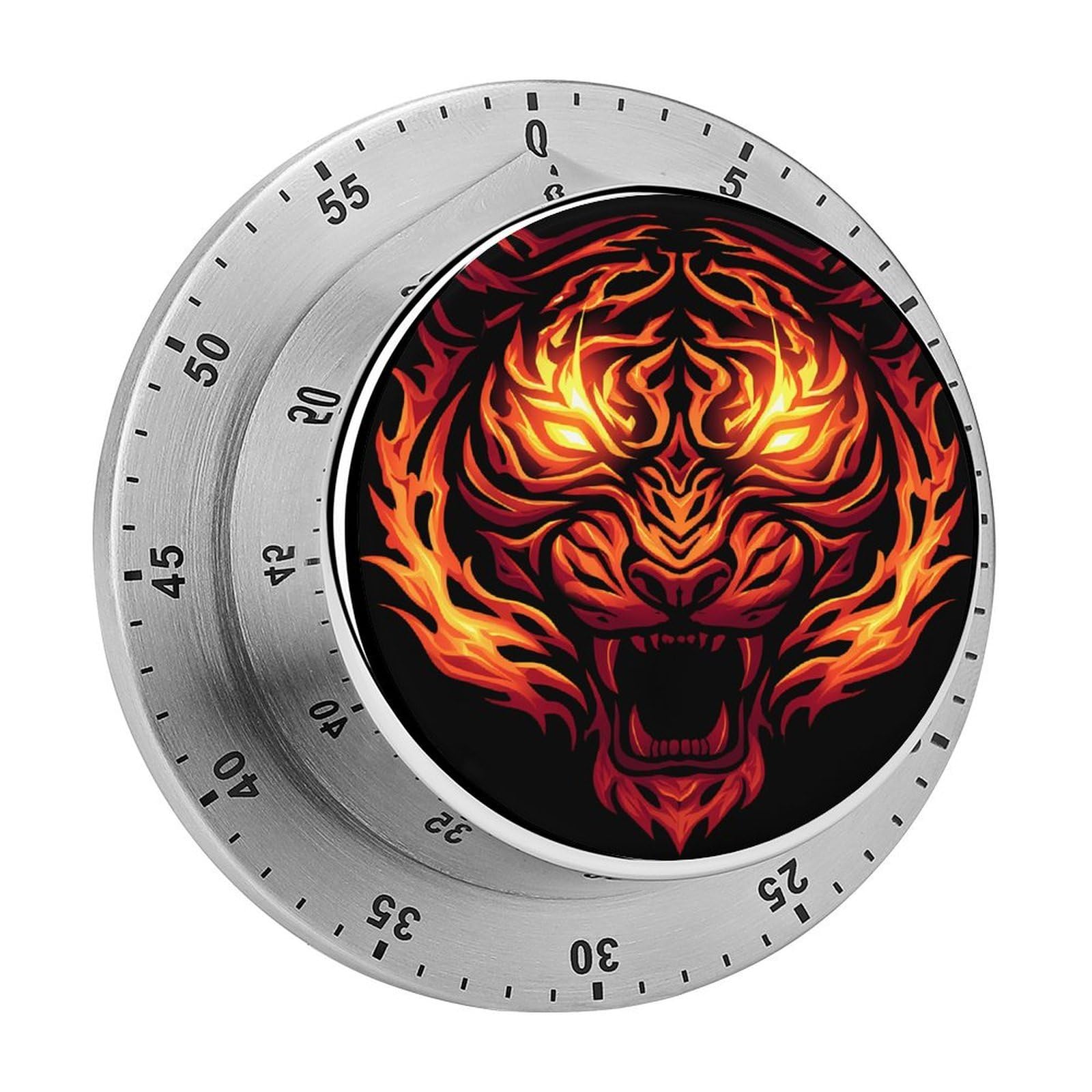 Fire Flame Tiger Mechanical Timer with Alarm for Kitchen Cooking Productivity Stainless Steel Timers