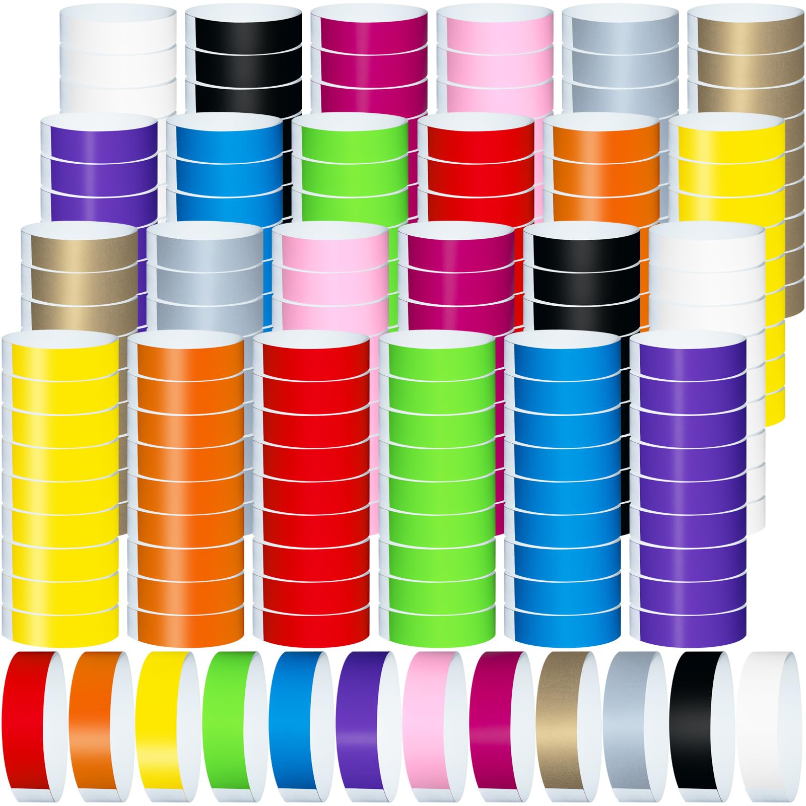 Wiyodaho 2400 Pcs Plastic Paper Bracelets Wristbands for Events Colored Paper Wristbands Identification Wrist Bands Arm Bands for Events (Multicolor)