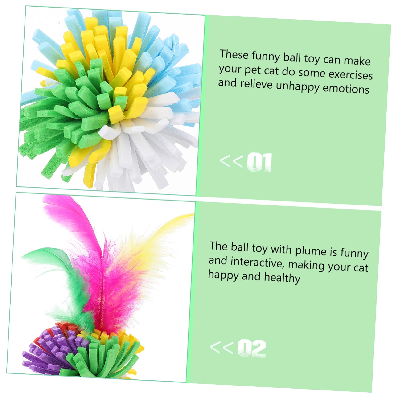 BESTonZON Balles à Griffer pour Chats Interactives en Eva Plumage, 4 Pièces | Jouet Compact pour Chatons, Activité de Chasse ’exercice, Couleurs Variées, Usage Intérieur, Lot de Quatre