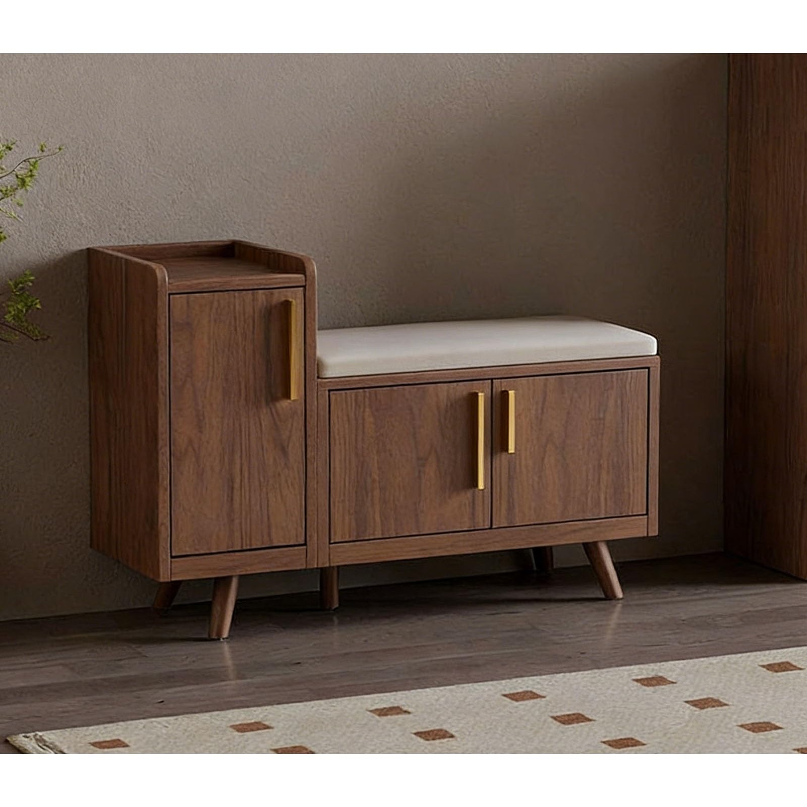 Meuble d'organisation et banc à chaussures en bois pour hall d'entrée
