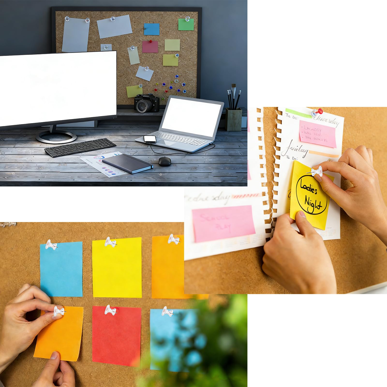 100 Stück große, transparente Pinnnadeln für Pinnwand – 2,5 cm übergroße Reißnägel für Wand, Korktafel, Fotos, Büro- und Schulbedarf
