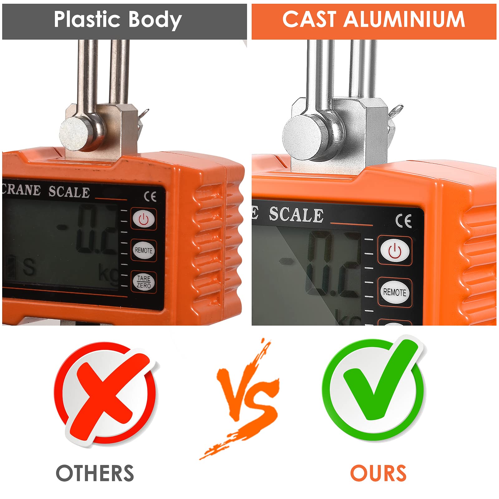 Báscula de Grúa Digital 1000kg, Báscula Colgante Industrial Pesada Crane Scale Electrónica Inteligente de Alta Precisión con Pantalla LCD y Control Remoto para Hogar, Mercados Agrícolas