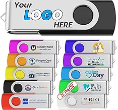 Custom Personalized 4GB USB 3.0 Flash Drive 25PCS, Bulk Promotional USB Thumb Drives with Metal Keychains, Printing Your Text & Logo on Double-Sides for Office/School/Company AD/Photography