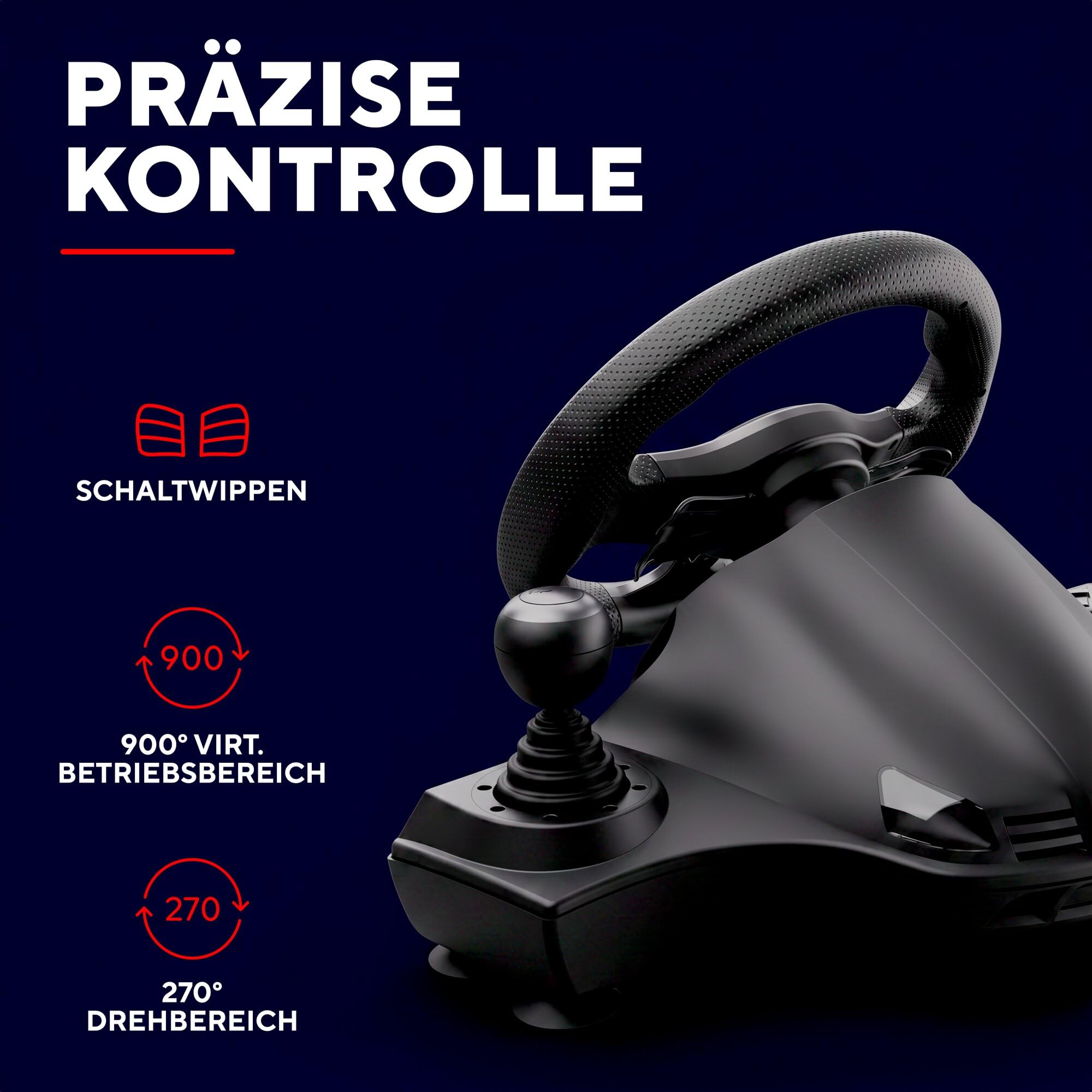 GXTrust Gaming Lenkrad PC Racing Wheel mit Pedalen Schaltwippen Schalthebel Vibrationsfeedback Sim Racing