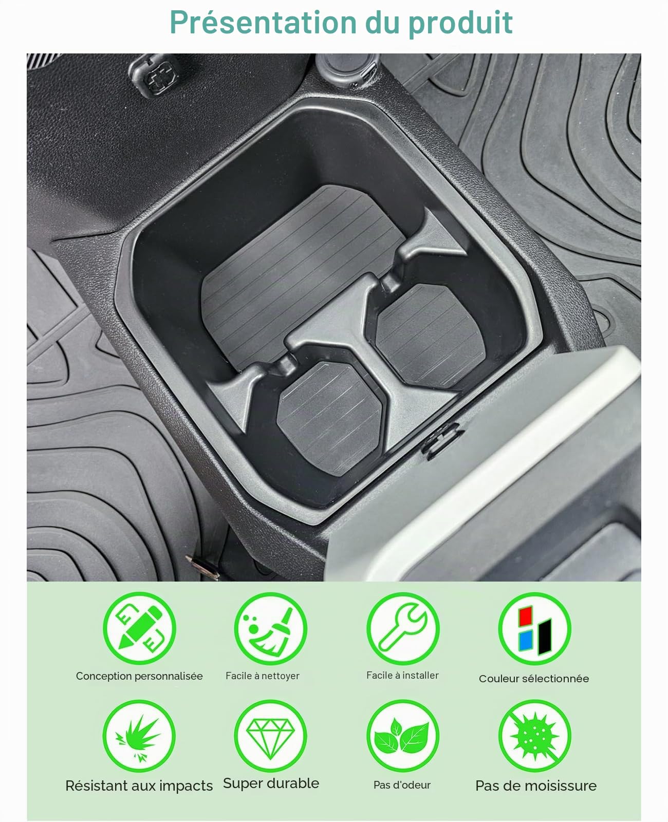 [Facelift 2025] GAFAT Nouveau Dacia Spring Electric EV 2025 2026 Boîte de Rangement Centrale, Dacia Spring 2025 Organiseur Inférieur de Console Centrale, avec 2 Porte-Gobelet, Dacia Spring Accessoires